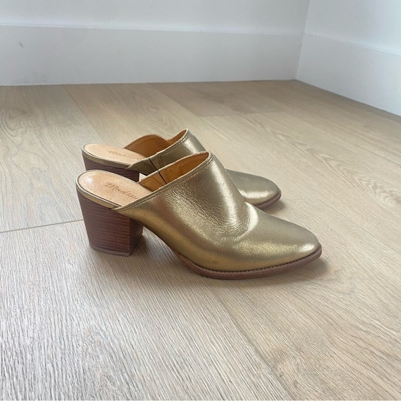 Madewell Harper Mules in Metallic Gold - Picture 5 of 9